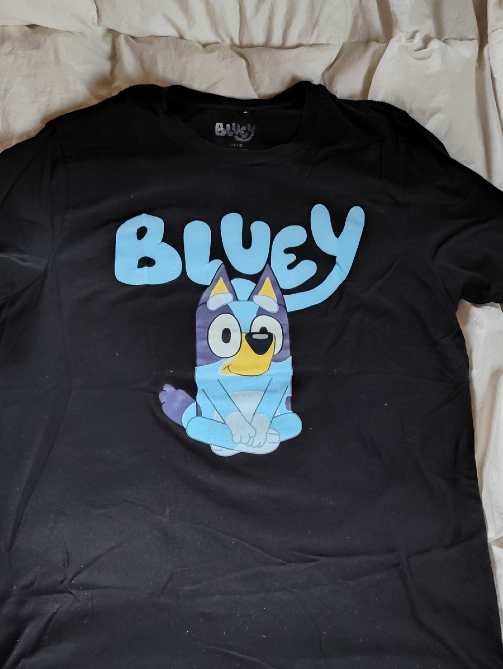 LG Black Juniors/ Women's Tee with Bluey Character Print